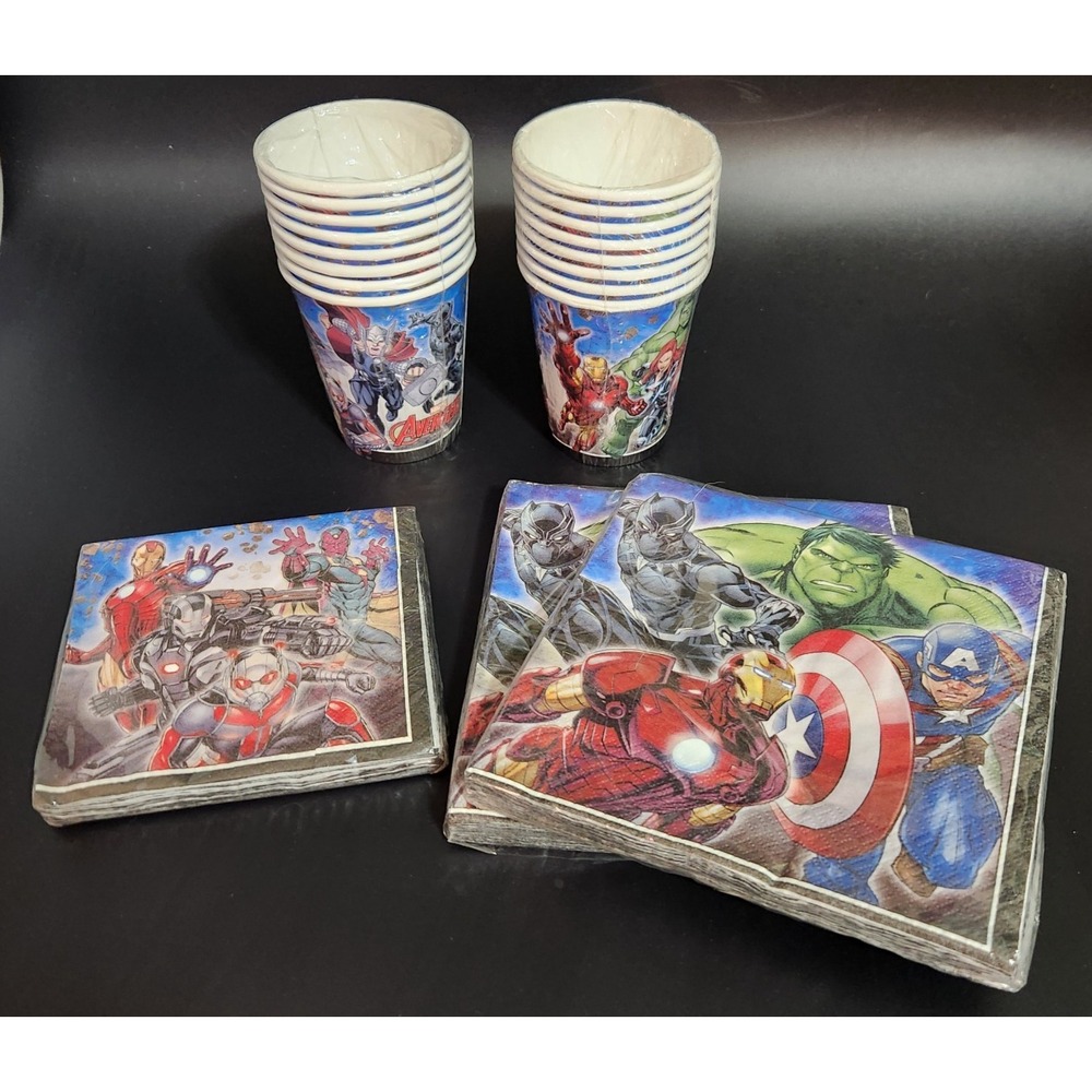 Marvel Comics The Avengers Cups & Napkins, Party Supplies, 64 Pcs.